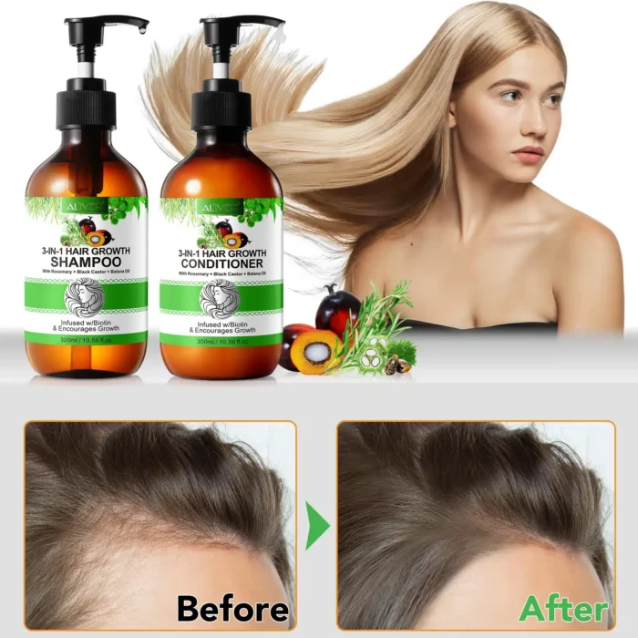 Natural 3-in-1 (Batana+Rosemary+Black Castor) Shampoo and Conditioner - Aliver