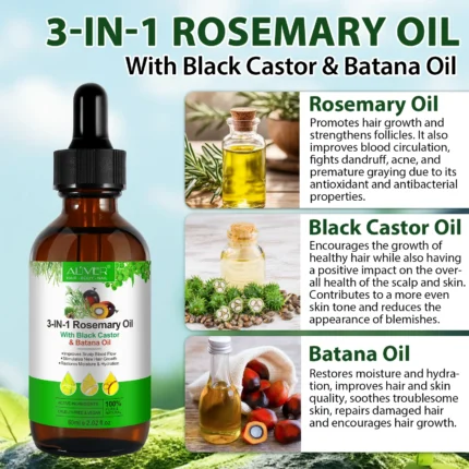 Hair Loss 3 In 1 Formula of Batana Oil + Rosemary Oil + Black Castor Oil -