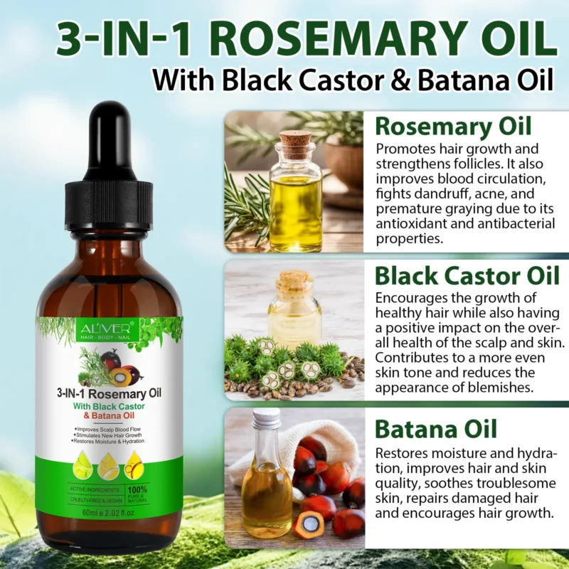 Homepage 29 Hair Loss 3 In 1 Formula of Batana Oil + Rosemary Oil + Black Castor Oil -